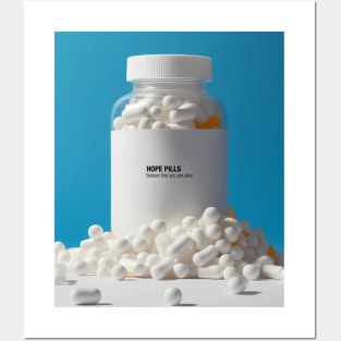 Hope Pills: A Bottle of Hope to cure the 2023 Hangover. Believe That You Are Able on a Dark Background Posters and Art